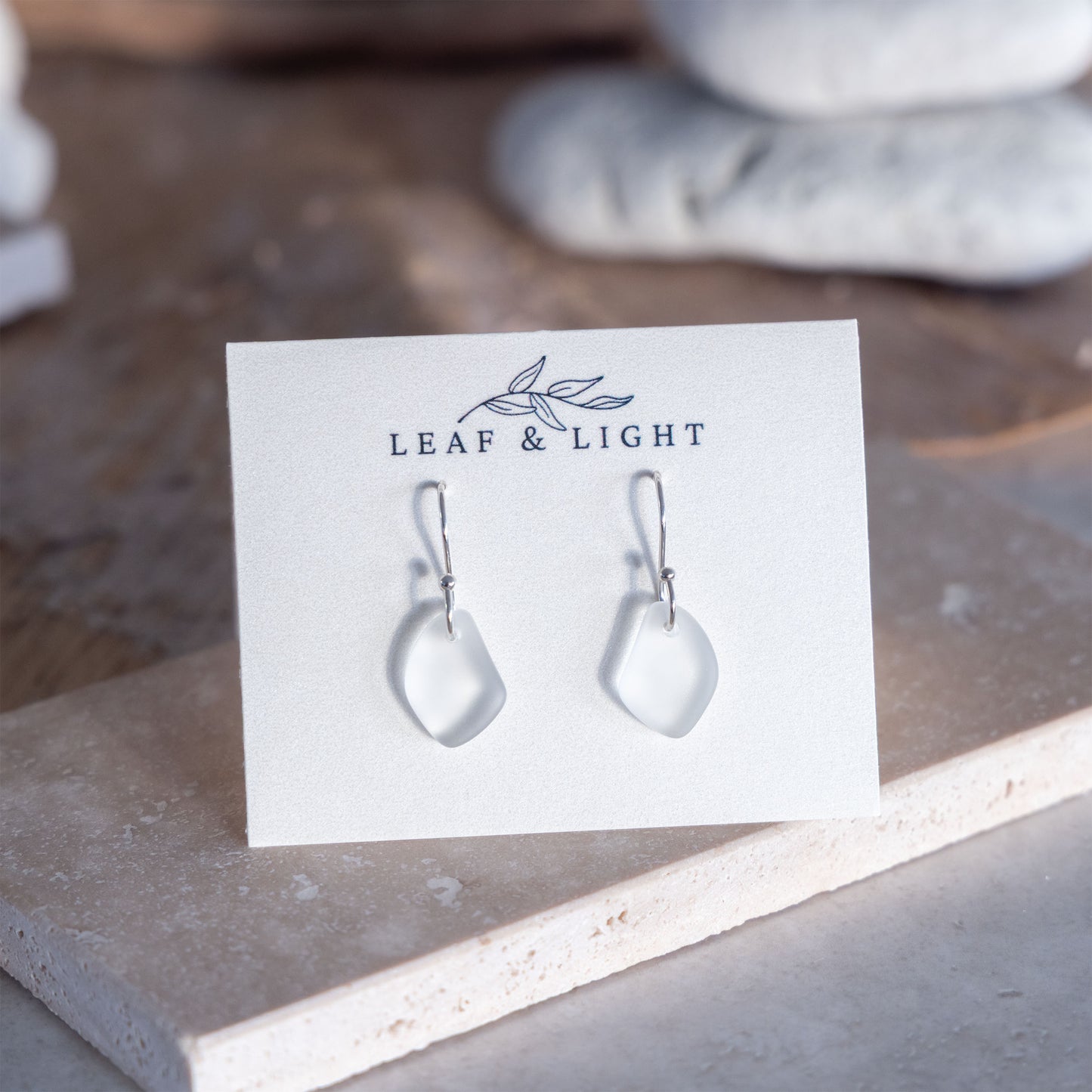 CRYSTAL COASTAL GLASS DROP EARRINGS | SILVER PLATED