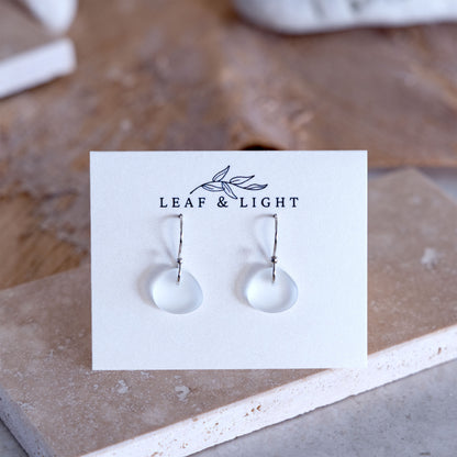 CRYSTAL COASTAL GLASS DROP EARRINGS | SILVER PLATED