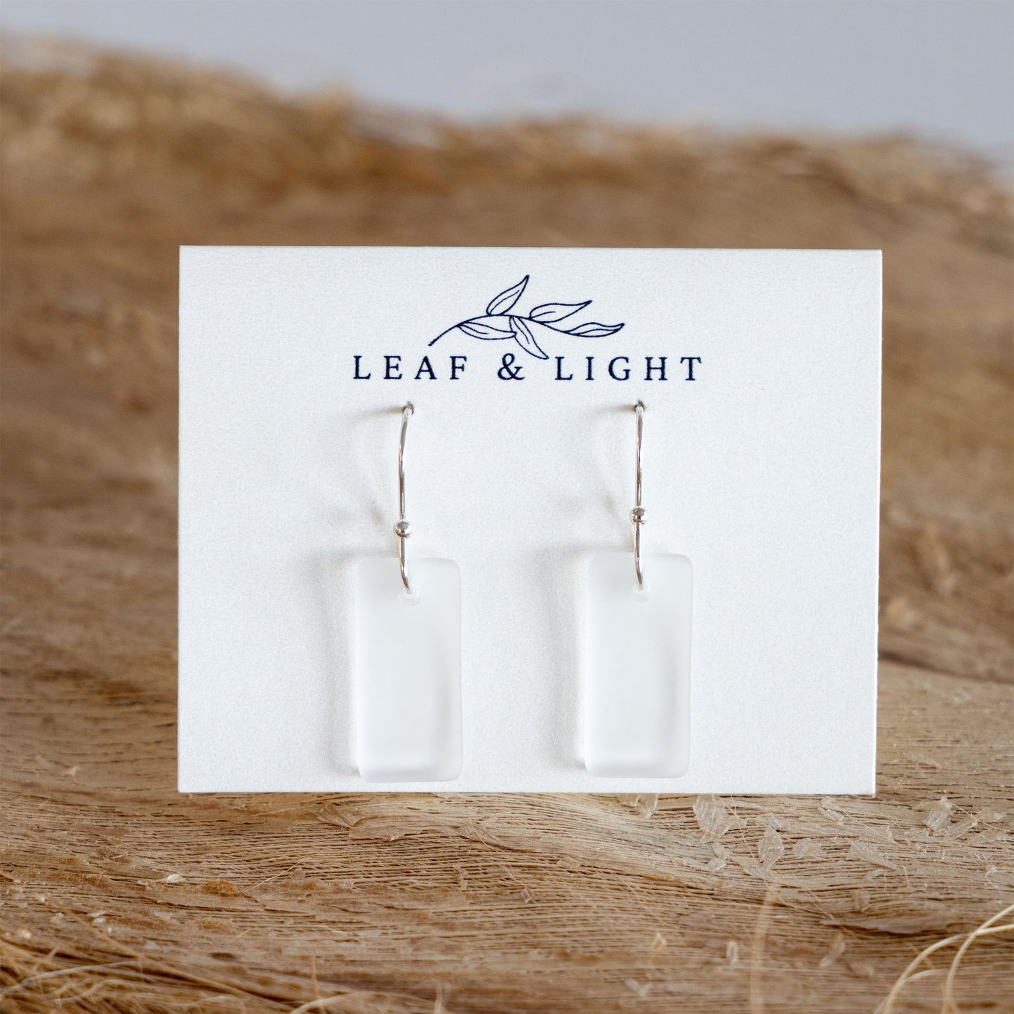 CRYSTAL RECTANGLE COASTAL GLASS EARRINGS | SILVER PLATED
