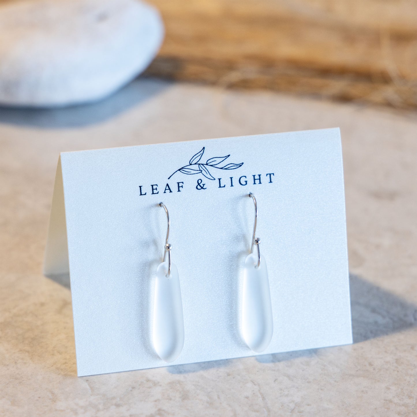 CRYSTAL TEARDROP COASTAL GLASS EARRINGS | SILVER PLATED