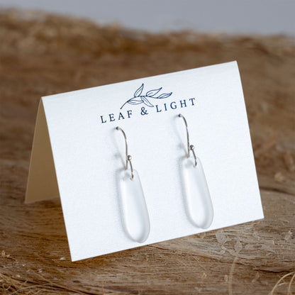 CRYSTAL TEARDROP COASTAL GLASS EARRINGS | SILVER PLATED