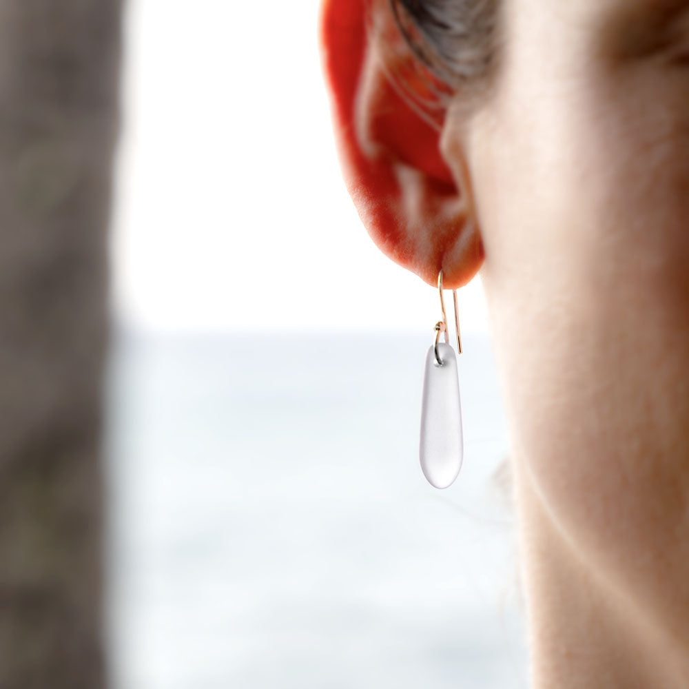 CRYSTAL TEARDROP COASTAL GLASS EARRINGS | SILVER PLATED