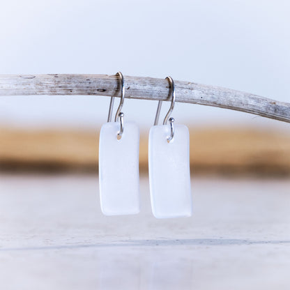 CRYSTAL RECTANGLE COASTAL GLASS EARRINGS | STERLING SILVER