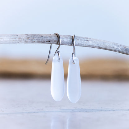 CRYSTAL TEARDROP COASTAL GLASS EARRINGS | STERLING SILVER