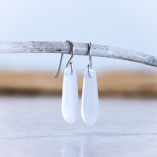 CRYSTAL TEARDROP COASTAL GLASS EARRINGS | STERLING SILVER