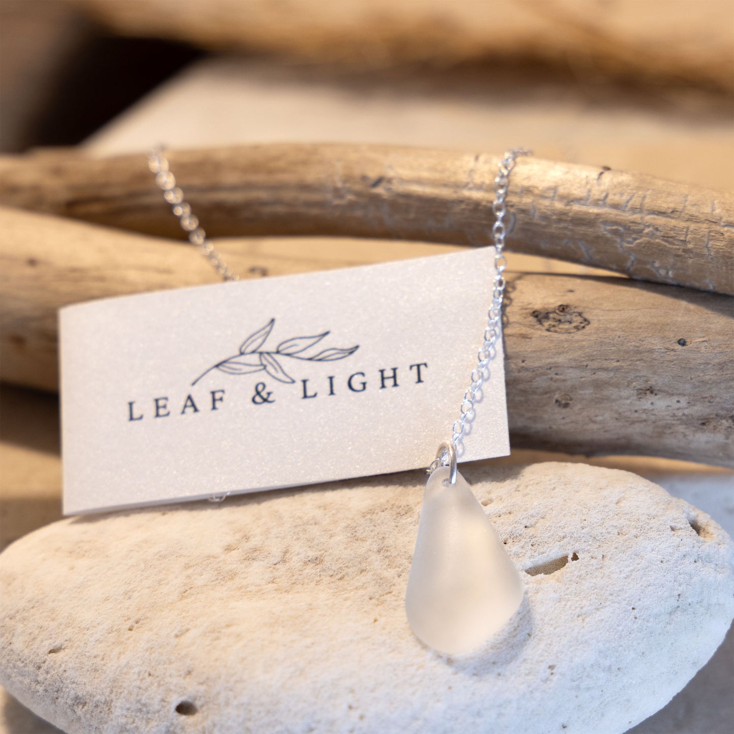 FREEFORM CRYSTAL COASTAL GLASS NECKLACE - STERLING SILVER