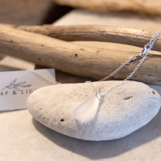 CRYSTAL PENDANT COASTAL GLASS NECKLACE | STERLING SILVER