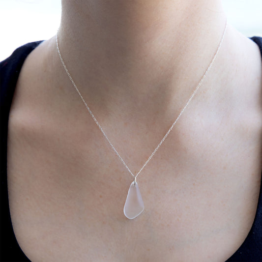FREEFORM CRYSTAL COASTAL GLASS NECKLACE - STERLING SILVER