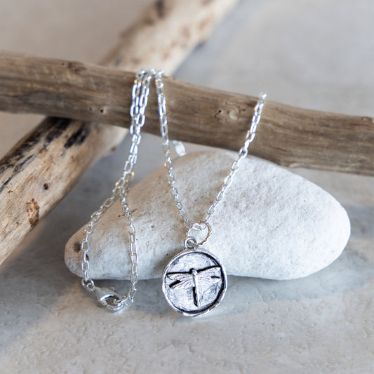 DRAGONFLY COASTAL CHARM NECKLACE | SILVER PLATED