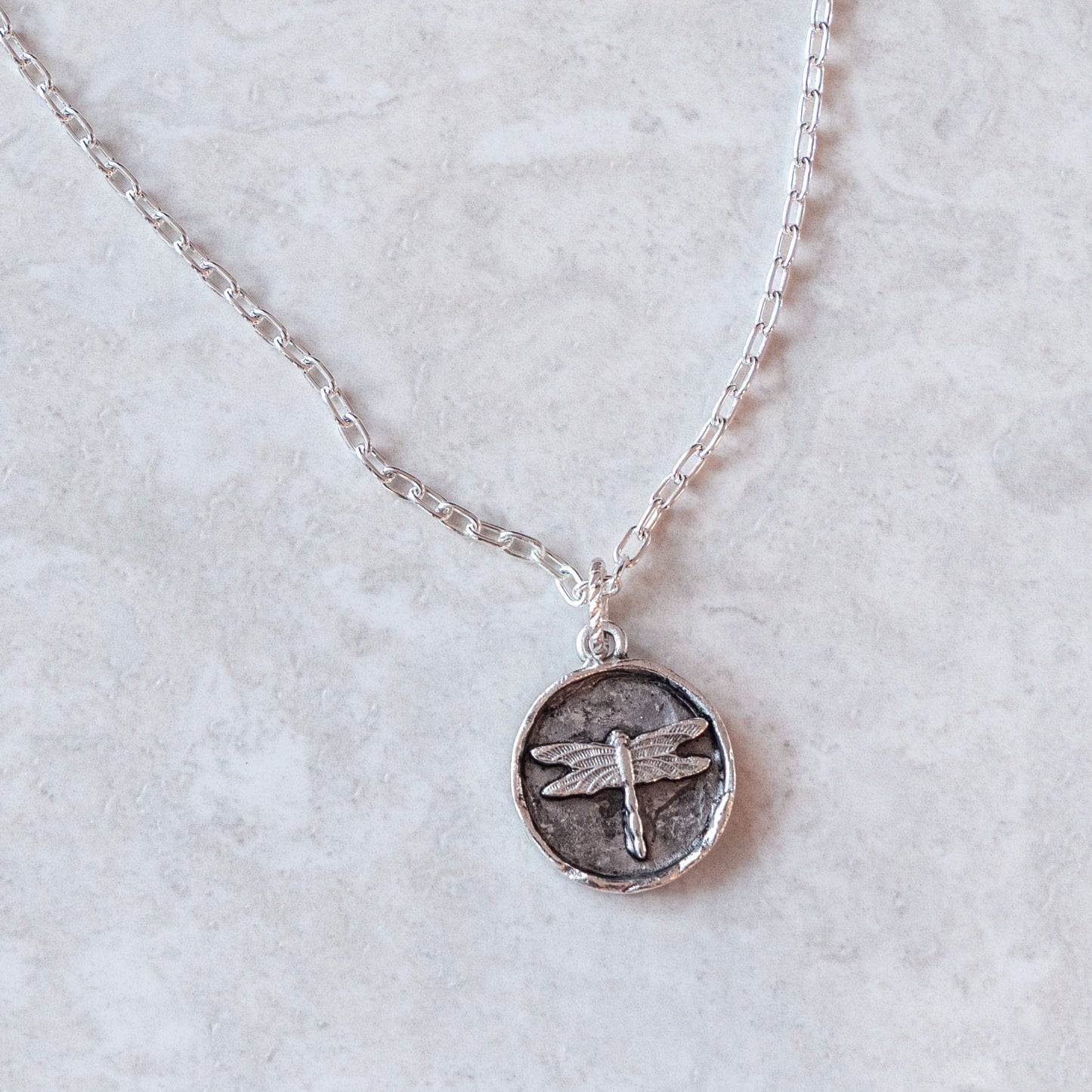 DRAGONFLY COASTAL CHARM NECKLACE | SILVER PLATED