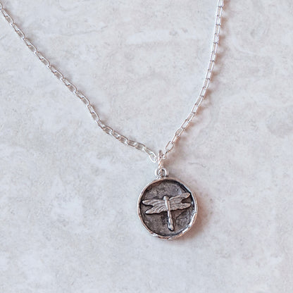 DRAGONFLY COASTAL CHARM NECKLACE | SILVER PLATED