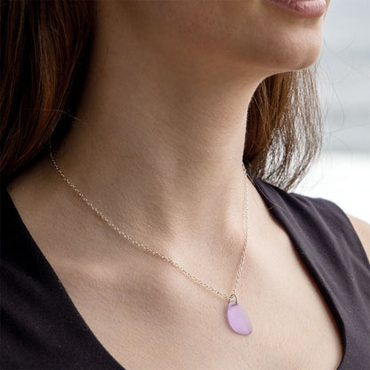 LAVENDER BLUE COASTAL GLASS NECKLACE | SILVER PLATED