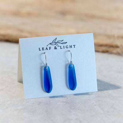 SKY BLUE TEARDROP COASTAL GLASS EARRINGS | STERLING SILVER