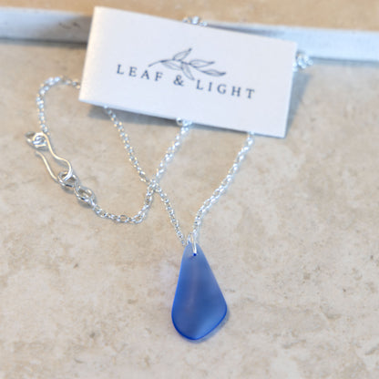 SKY BLUE PENDANT COASTAL GLASS NECKLACE | SILVER PLATED