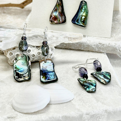 PĀUA SHELL & VINTAGE GLASS EARRINGS