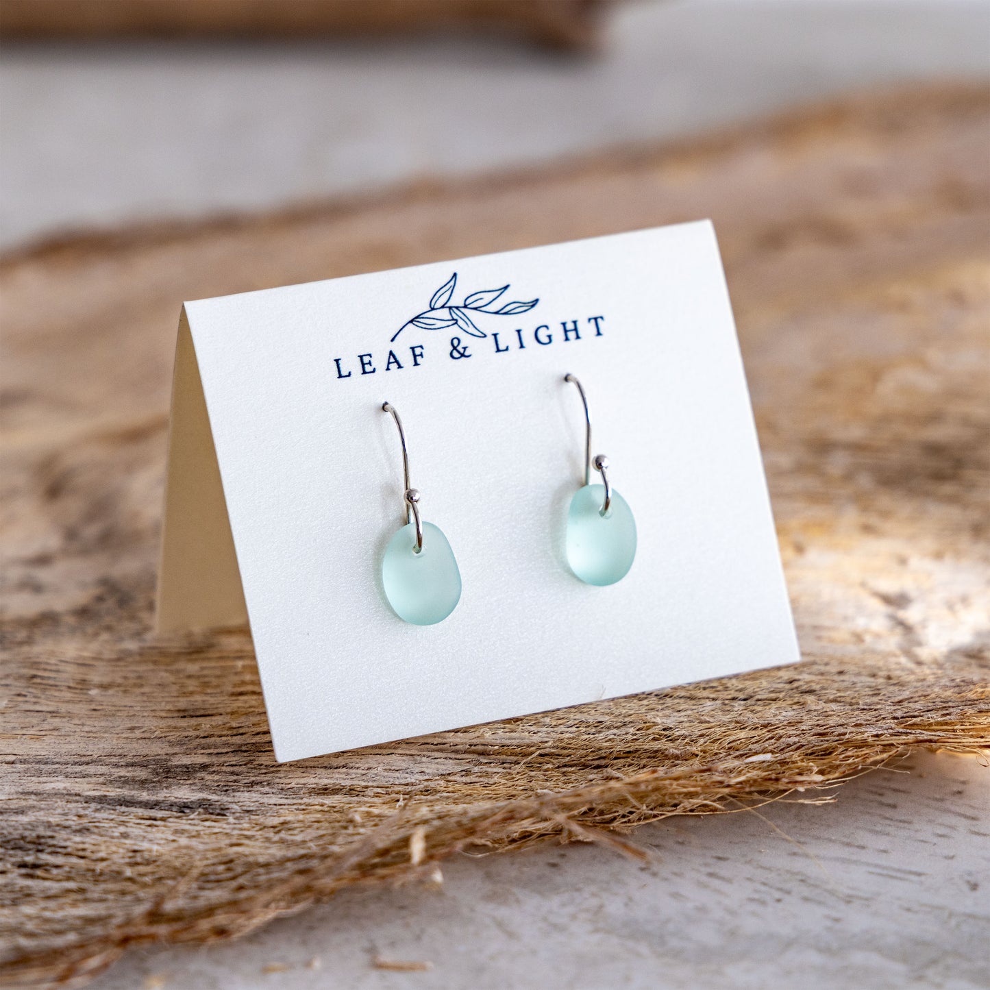 LIGHT AQUA COASTAL GLASS DROP EARRINGS | SILVER PLATED