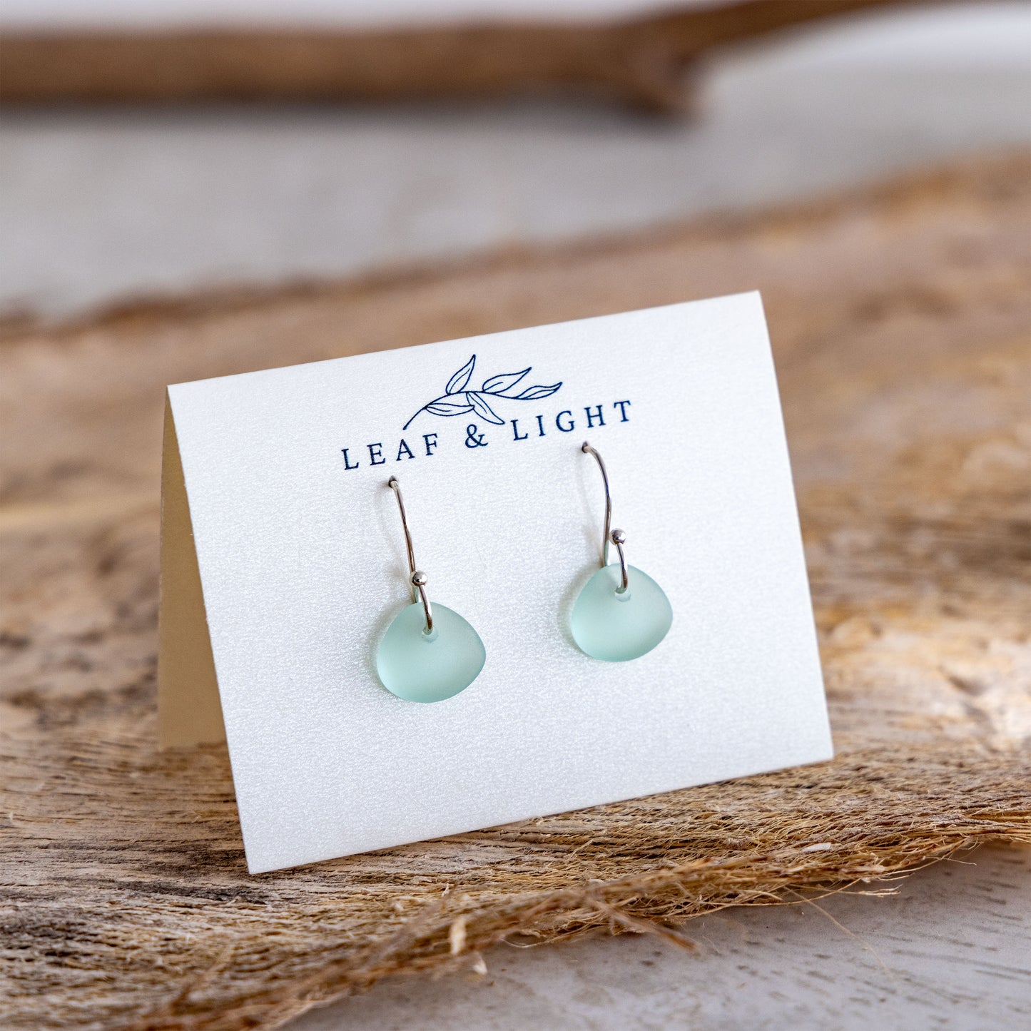 LIGHT AQUA COASTAL GLASS DROP EARRINGS | SILVER PLATED