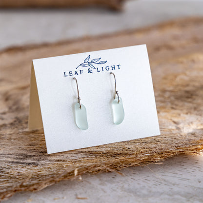 LIGHT AQUA COASTAL GLASS DROP EARRINGS | SILVER PLATED
