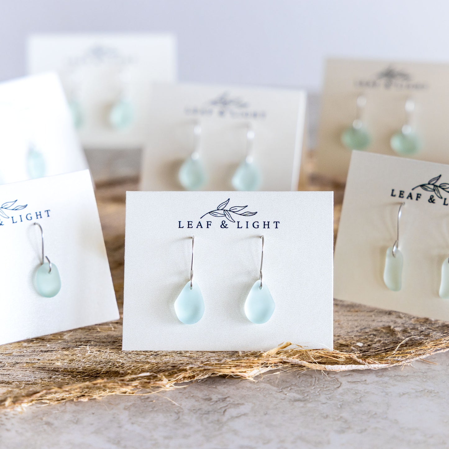 LIGHT AQUA COASTAL GLASS DROP EARRINGS | STERLING SILVER