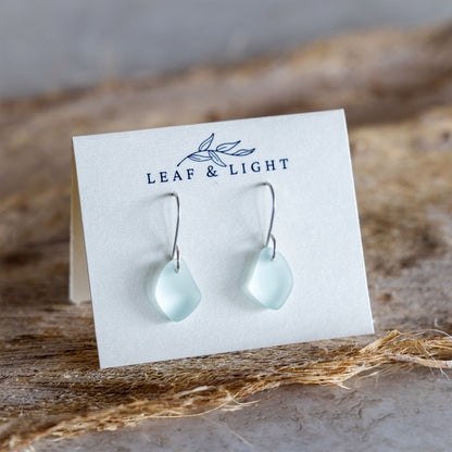 LIGHT AQUA COASTAL GLASS DROP EARRINGS | STERLING SILVER