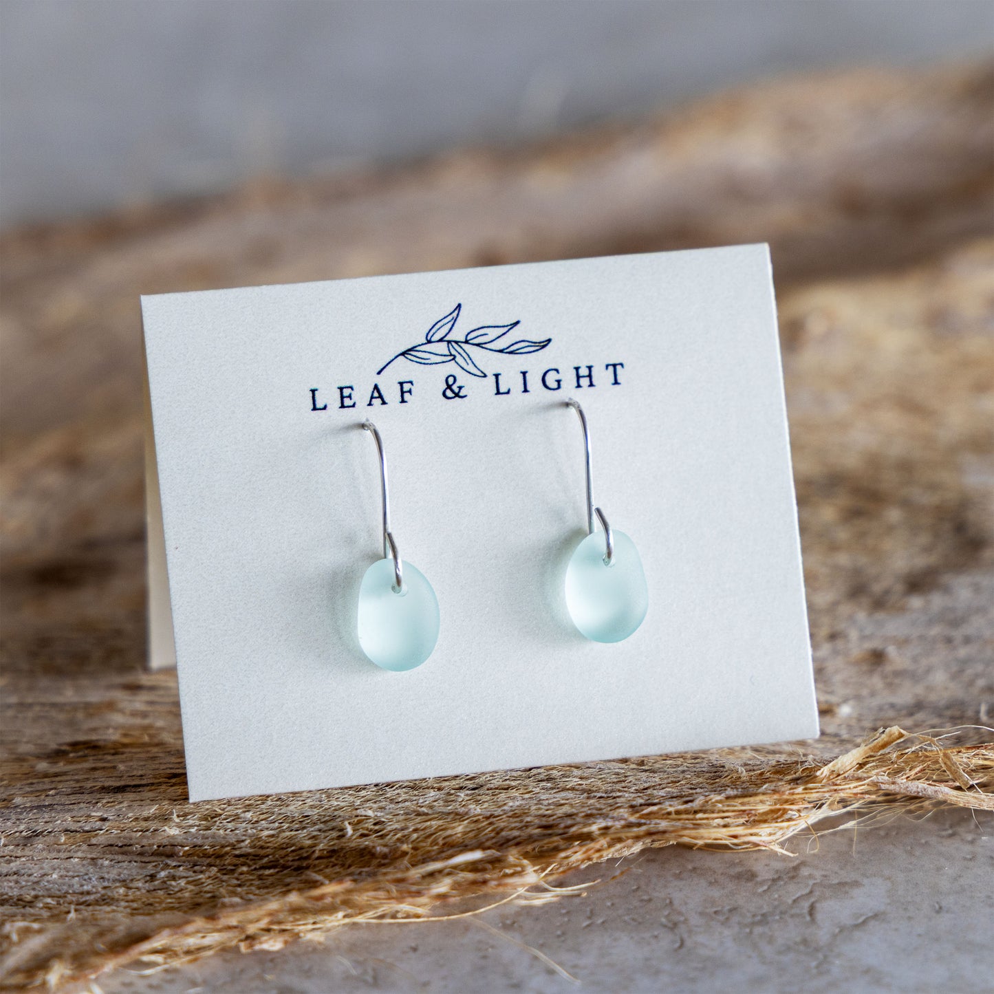 LIGHT AQUA COASTAL GLASS DROP EARRINGS | STERLING SILVER