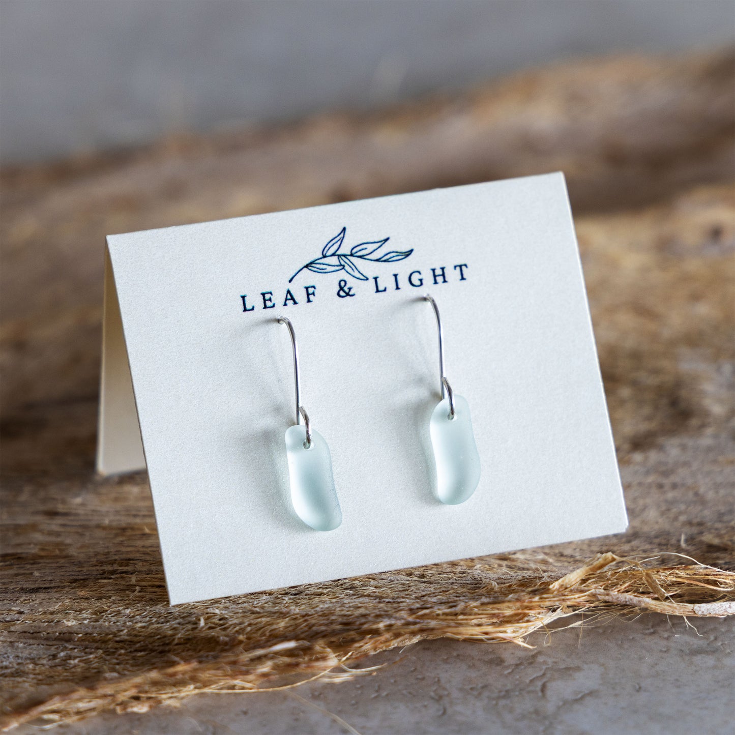 LIGHT AQUA COASTAL GLASS DROP EARRINGS | STERLING SILVER