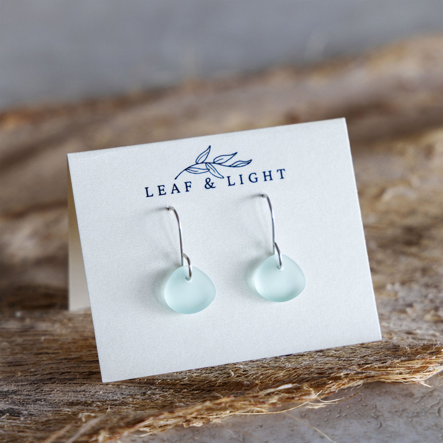 LIGHT AQUA COASTAL GLASS DROP EARRINGS | STERLING SILVER