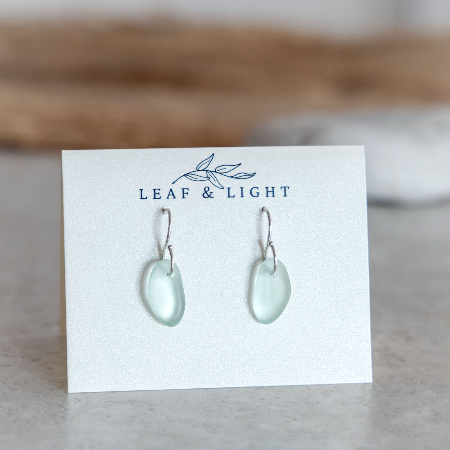 LIGHT AQUA COASTAL GLASS DROP EARRINGS | STERLING SILVER