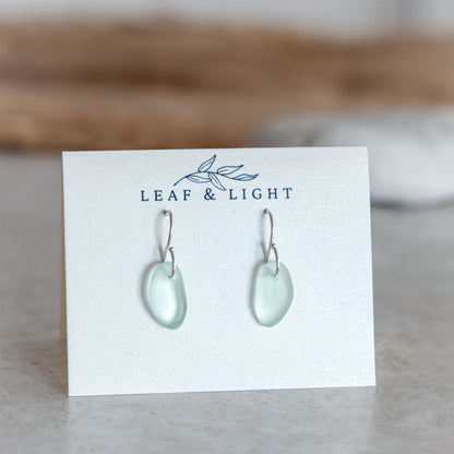 LIGHT AQUA COASTAL GLASS DROP EARRINGS | STERLING SILVER