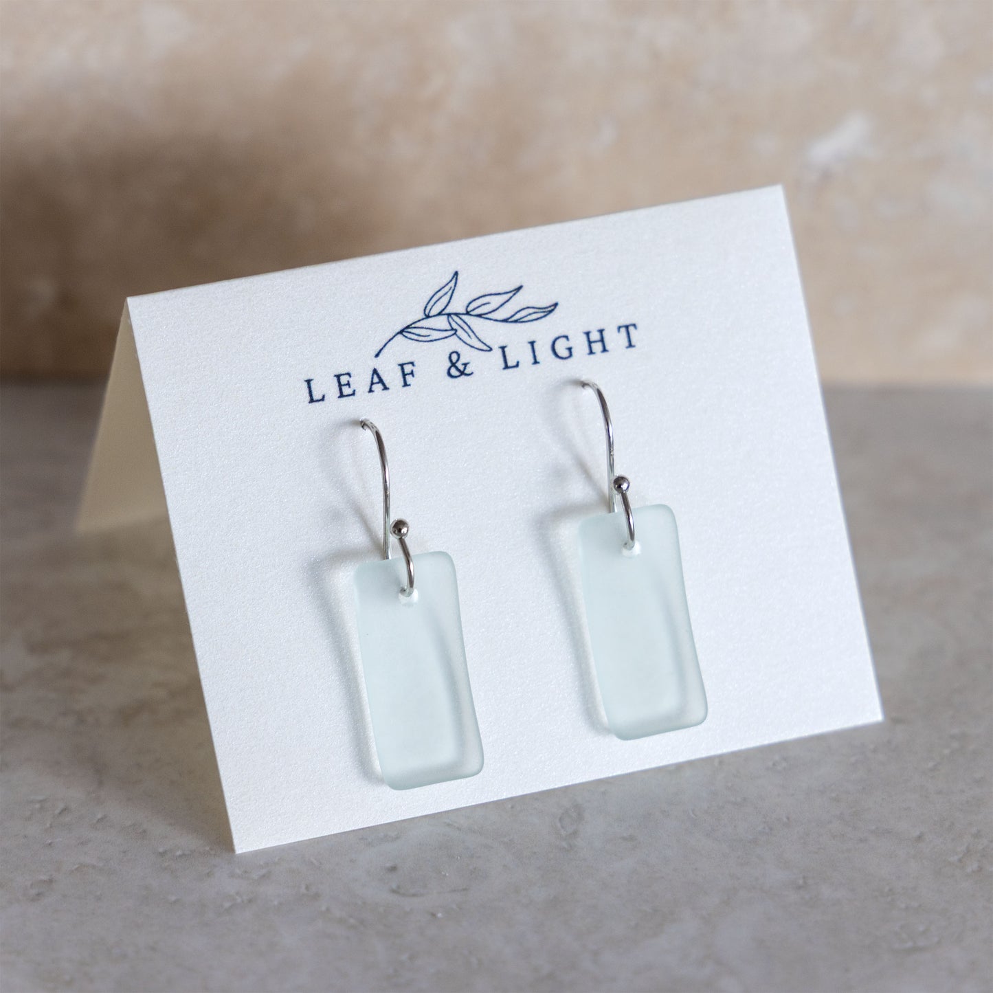 AQUA COASTAL GLASS EARRINGS | SILVER PLATED MODERN DROPS