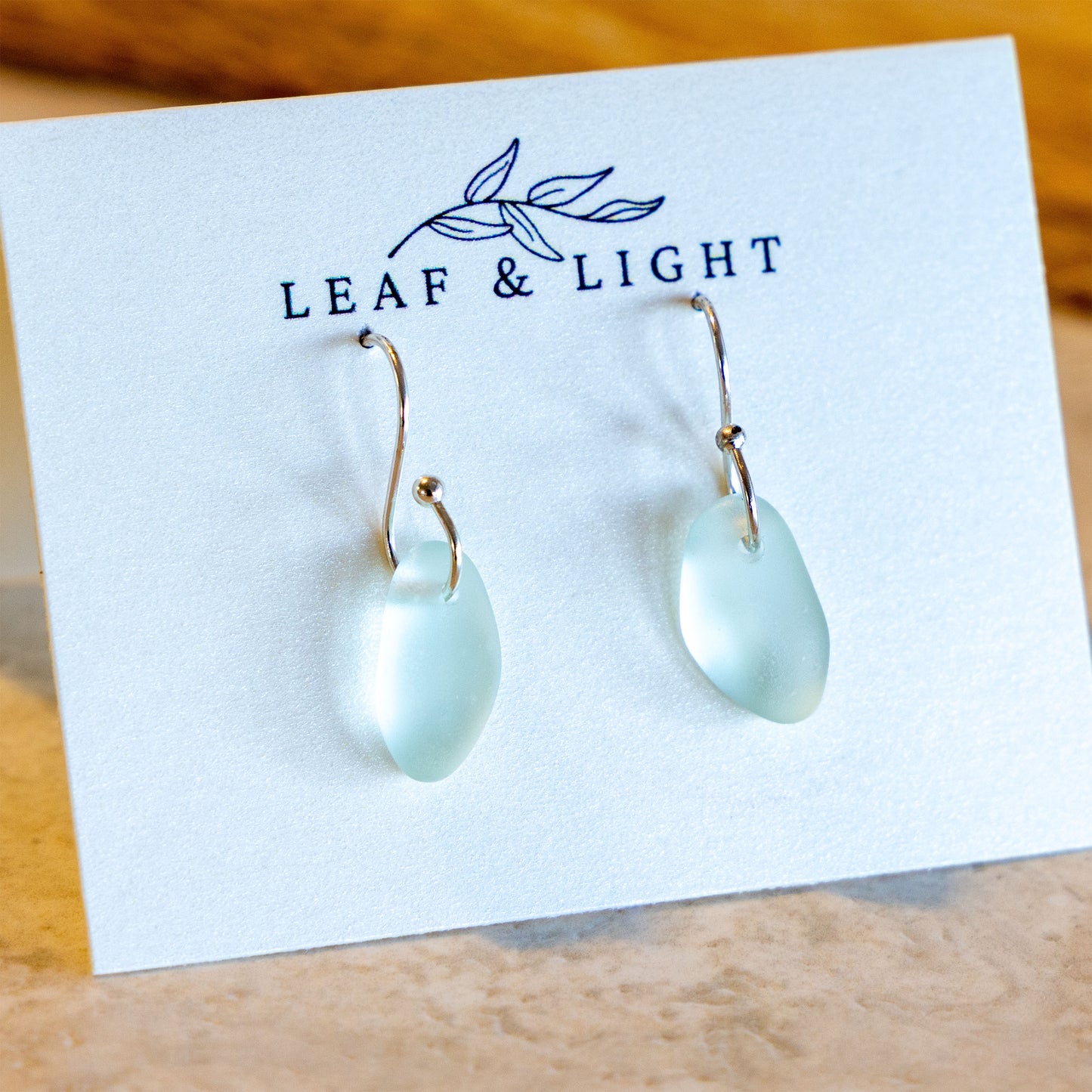 LIGHT AQUA PETAL COASTAL GLASS EARRINGS | SILVER PLATED