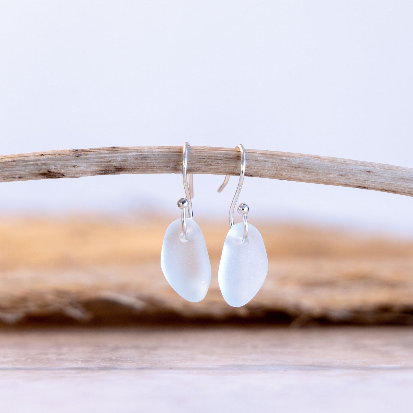 LIGHT AQUA PETAL COASTAL GLASS EARRINGS | SILVER PLATED