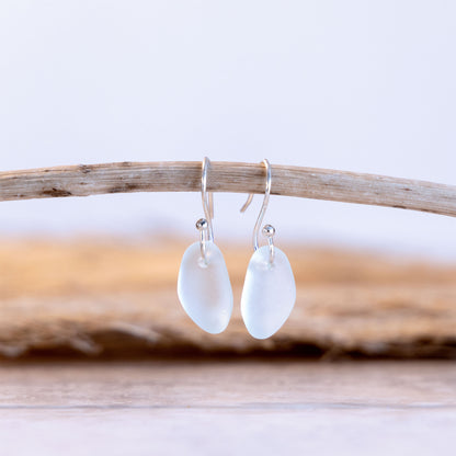 LIGHT AQUA PETAL COASTAL GLASS EARRINGS | SILVER PLATED