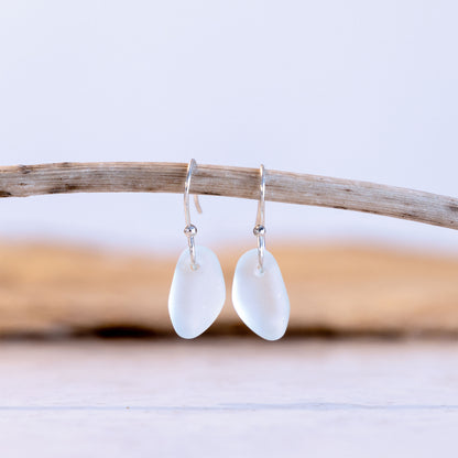 LIGHT AQUA PETAL COASTAL GLASS EARRINGS | SILVER PLATED