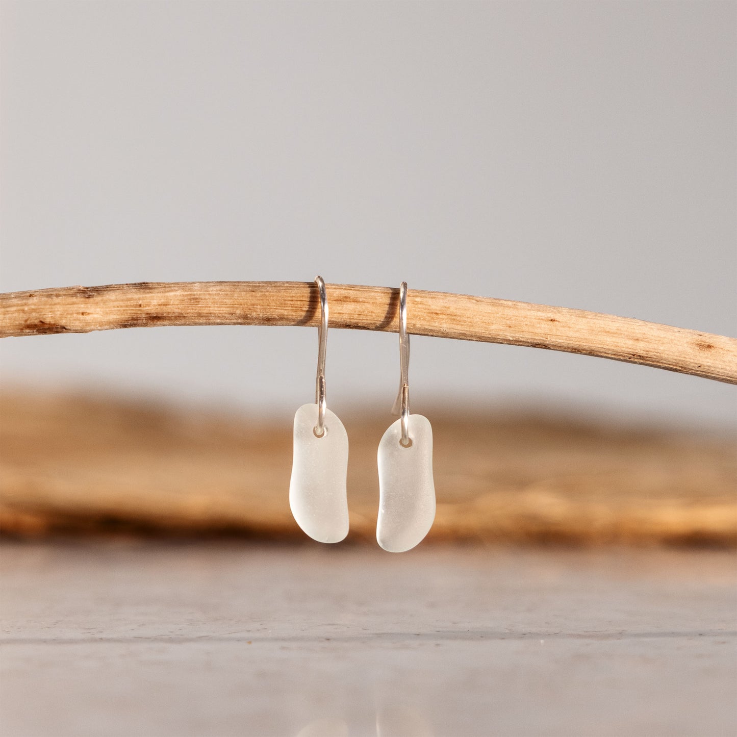 LIGHT AQUA COASTAL GLASS SLIM EARRINGS | STERLING SILVER