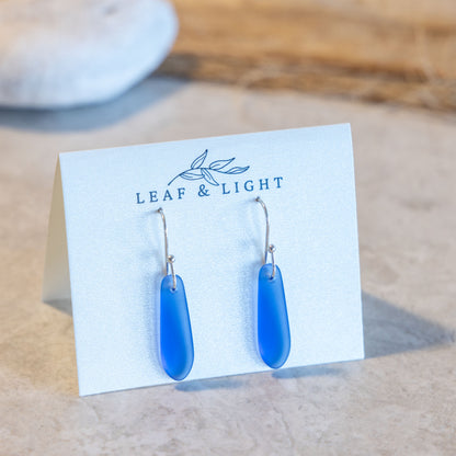 SKY BLUE TEARDROP COASTAL GLASS EARRINGS | SILVER PLATED