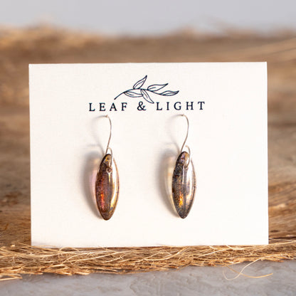 BROWN LUSTER MARQUISE ULTRALIGHT EARRINGS | STERLING SILVER