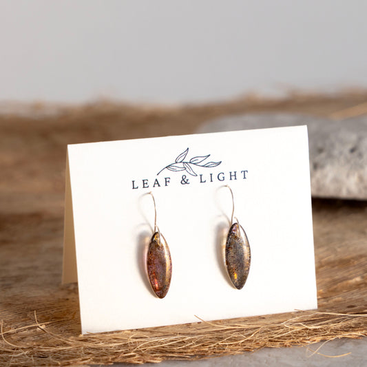 BROWN LUSTER MARQUISE ULTRALIGHT EARRINGS | STERLING SILVER