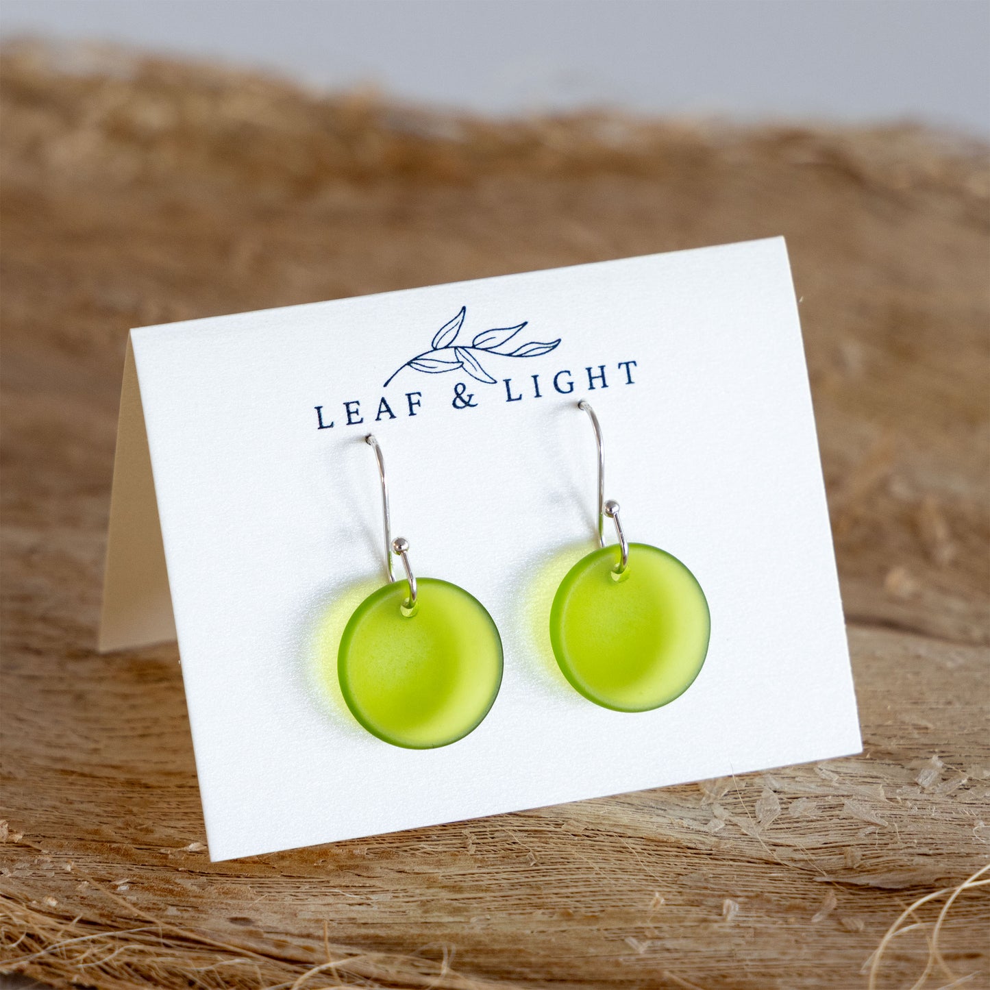 OLIVE CIRCLE COASTAL GLASS EARRINGS | SILVER PLATED