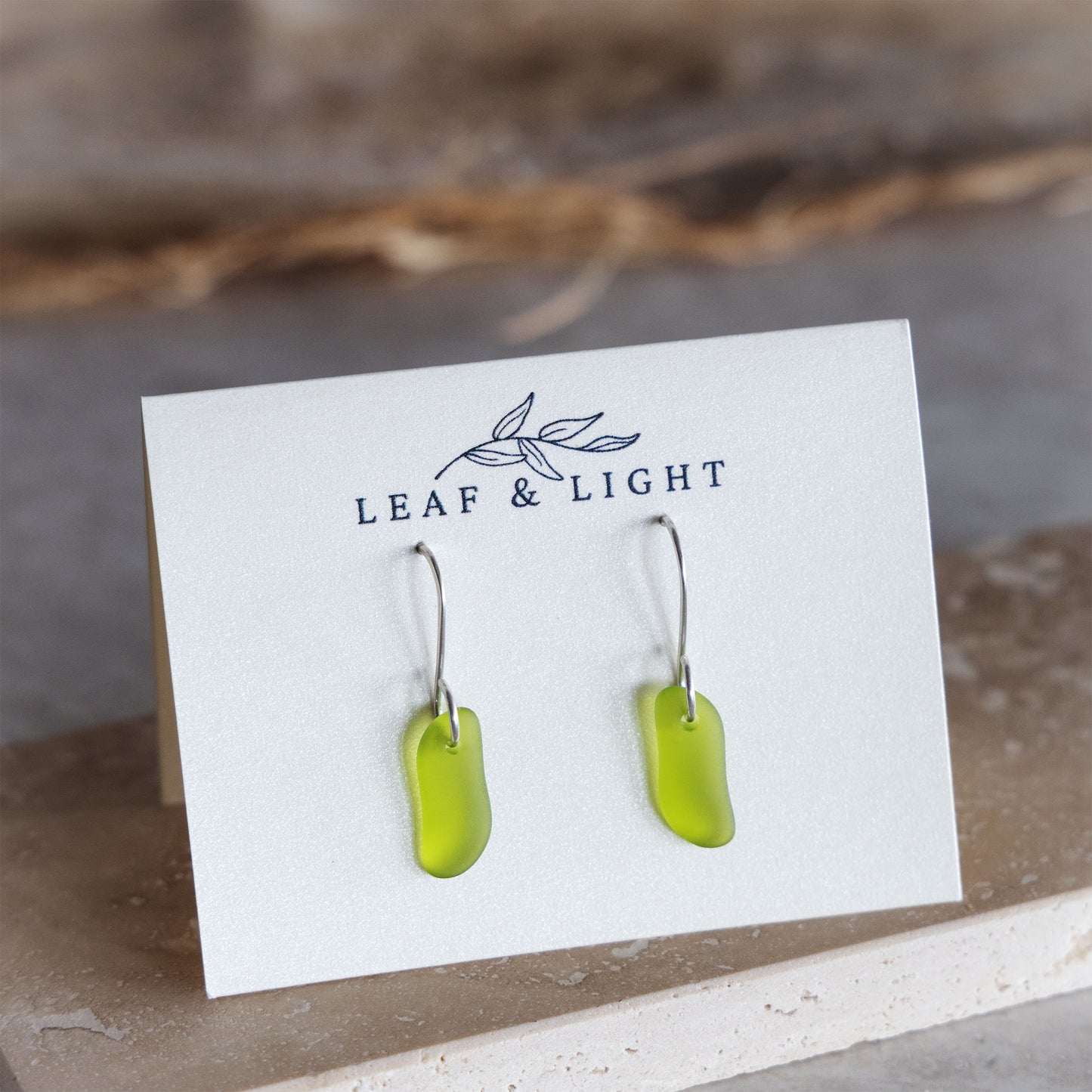 OLIVE COASTAL GLASS DROP EARRINGS | STERLING SILVER