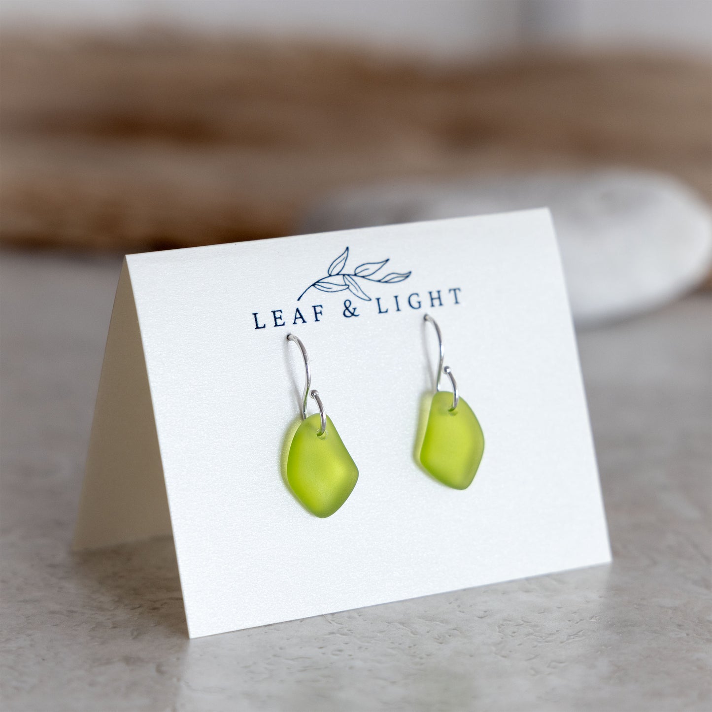 OLIVE COASTAL GLASS DROP EARRINGS | STERLING SILVER