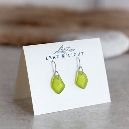 OLIVE COASTAL GLASS DROP EARRINGS | STERLING SILVER