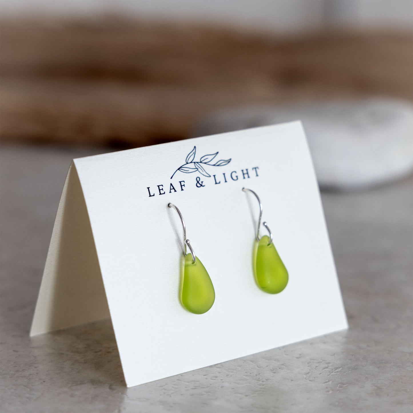 OLIVE COASTAL GLASS DROP EARRINGS | STERLING SILVER