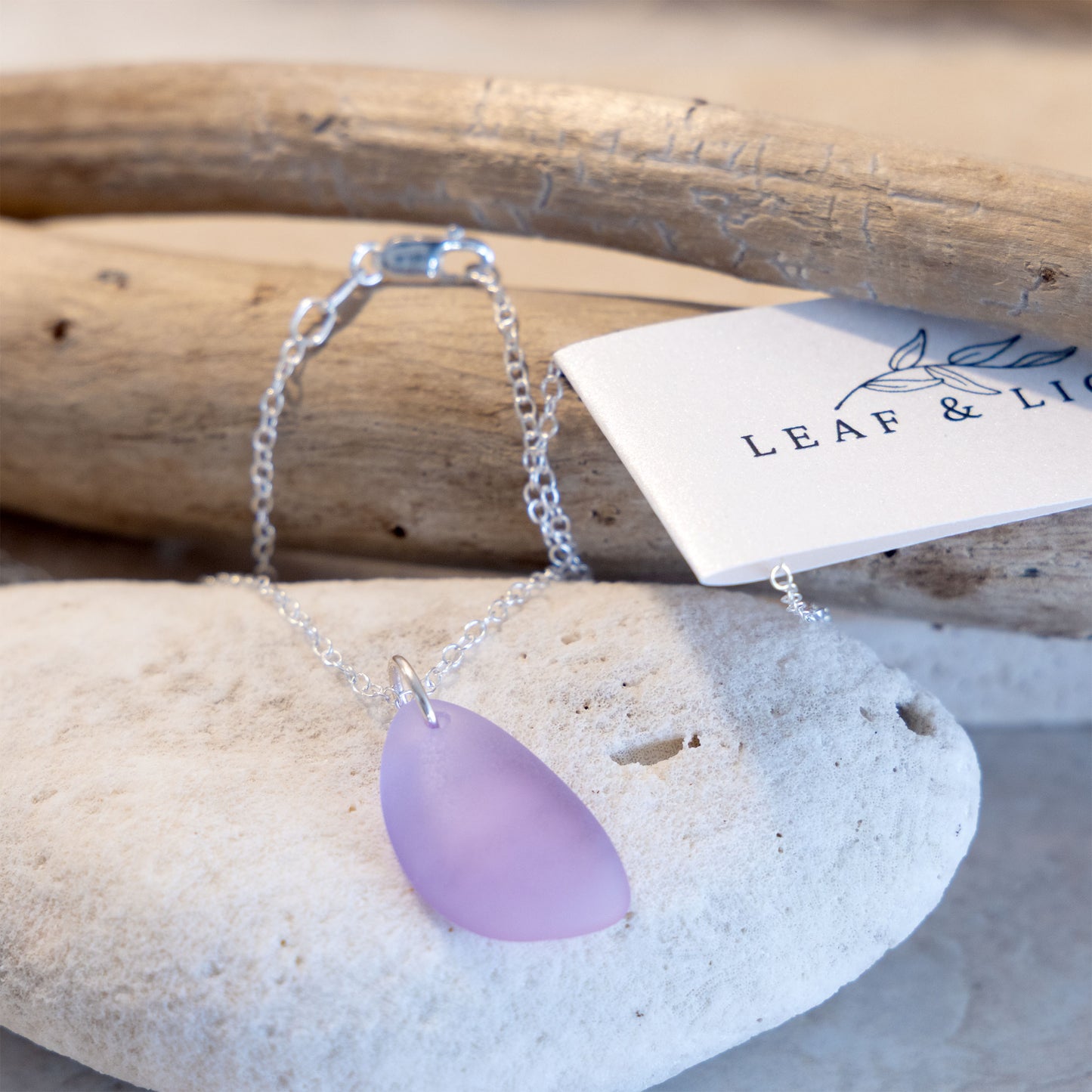 LAVENDER BLUE COASTAL GLASS NECKLACE | STERLING SILVER