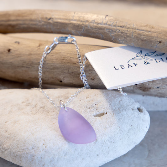 LAVENDER BLUE COASTAL GLASS NECKLACE | STERLING SILVER