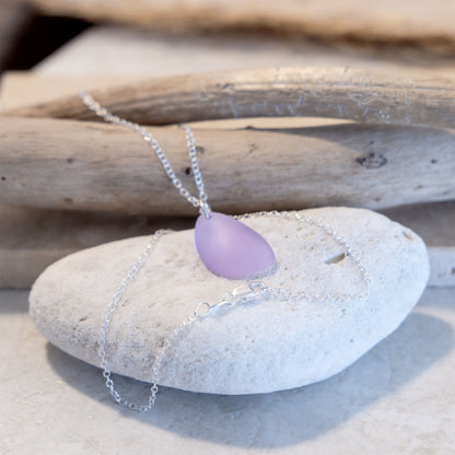 LAVENDER BLUE COASTAL GLASS NECKLACE | STERLING SILVER