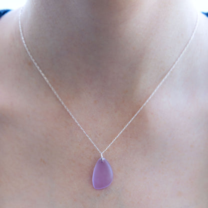 LAVENDER BLUE COASTAL GLASS NECKLACE | STERLING SILVER