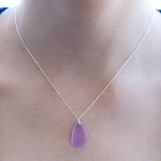 LAVENDER BLUE COASTAL GLASS NECKLACE | STERLING SILVER