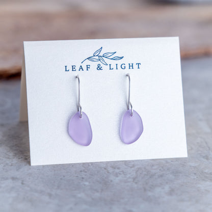 LAVENDER BLUE COASTAL GLASS DROP EARRINGS | STERLING SILVER