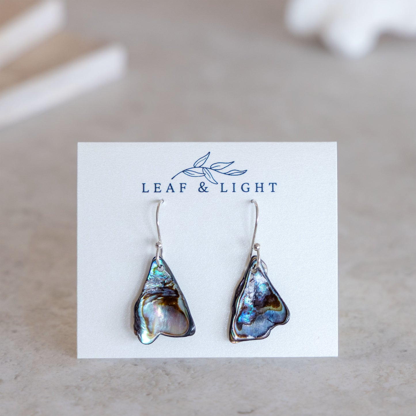 SILVER PLATED PAUA SHELL DROP EARRINGS - CLASSIC